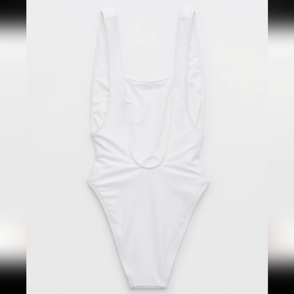aerie White Ribbed One-Piece Swimsuit - Picture 2 of 5